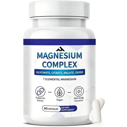 Magnesium Complex 7-Element Supplement 1000Mg Containing Glycine, Citrate, Malate -60 Capsules