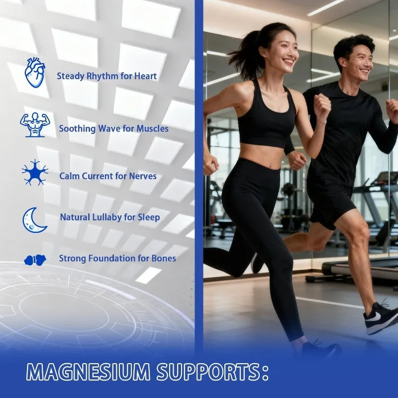 Magnesium Complex 7-Element Supplement 1000Mg Containing Glycine, Citrate, Malate -60 Capsules